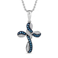 Venice Blue Diamond I1-I2 and Diamond 0.25 ctw Infinity Cross Pendant Necklace in Rhodium Over Sterling Silver 20 inches - Sticky add to cart bar