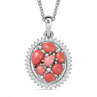 Karis Oregon Peach Opal and White Zircon 1.50 ctw Blooming Pendant in Platinum Bond with Stainless Steel Necklace 20 Inches