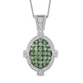 D'Joy Premium Tsavorite Garnet and White Zircon 2.30 ctw Art Deco Pendant Necklace in Rhodium Over Sterling Silver 20 Inches - Sticky add to cart bar