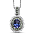 AAA Tanzanite, Tsavorite Garnet and Diamond 1.70 ctw Celestial Glow Pendant Necklace in Rhodium Over Sterling Silver 20 Inches - Sticky add to cart bar