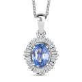 Luxoro Premium Ceylon Blue Sapphire and Diamond G-H I2 1.10 ctw Crownwave Pendant Necklace in 10K White Gold 18 Inches - Sticky add to cart bar