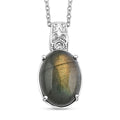 Madagascar Fire Labradorite 12.50 ctw Pendant Necklace in Stainless Steel 20 Inches - Sticky add to cart bar
