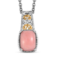 Oregon Peach Opal 1.85 ctw Pendant in 18K Vermeil YG and Rhodium Over Sterling Silver with Stainless Steel Necklace 20 Inches