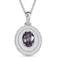 Luxoro Royal Lavender Spinel, I2 Diamond 2.25 ctw Classic Double Halo Pendant Necklace 20 Inches in 10K White Gold - Sticky add to cart bar
