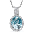 Luxoro Premium Mangoro Aquamarine and Diamond I2 3.20 ctw Lotus Flower Pendant Necklace in 10K White Gold 20 Inches - Sticky add to cart bar