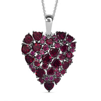 Orissa Rhodolite Garnet 10.50 ctw Heart Pendant Necklace in Rhodium Over Sterling Silver 20 Inches