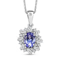 D'Joy Tanzanite and White Zircon 1.40 ctw Starburst Pendant Necklace in Rhodium Over Sterling Silver 20 Inches - Sticky add to cart bar
