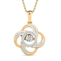 Karis White Diamond Accent Pendant in 18K YG Plated and Platinum Bond with ION Plated YG Stainless Steel Necklace 20 Inches