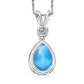 Premium Larimar and Sky Blue Topaz 2.50 ctw Ocean Tear Pendant Necklace in Rhodium Over Sterling Silver 20 Inches - Sticky add to cart bar