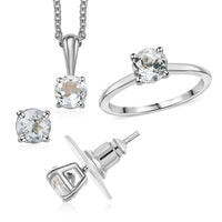 Golconda White Topaz Earrings, Ring (Size 5.0) and Pendant in Platinum Over Sterling Silver with Stainless Steel Necklace (20 Inches) 3.30 ctw