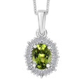 Natural Calabar Green Tourmaline and Diamond Pendant Necklace (20 Inches) in Rhodium Over Sterling Silver 1.19 ctw - Sticky add to cart bar