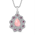 Karis Oregon Peach Opal and Multi Gemstone 2.65 ctw Floral Pendant Platinum Bond with Stainless Steel Necklace 20 Inches - Sticky add to cart bar