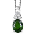 Chrome Diopside and Moissanite 2.80 ctw Deco Pendant Necklace in Rhodium Over Sterling Silver 20 Inches - Sticky add to cart bar