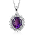 Karis African Amethyst and White Zircon 3.70 ctw Floral Pendant in Platinum Bond with Stainless Steel with Necklace 20 Inches - Sticky add to cart bar