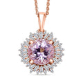 D'Joy Premium Martha Rocha Kunzite and Diamond 1.80 ctw Twilight Bloom Pendant Necklace in 18K Vermeil Rose Gold Over Sterling Silver 20 Inches - Sticky add to cart bar