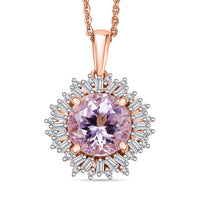 D'Joy Premium Martha Rocha Kunzite and Diamond 1.80 ctw Twilight Bloom Pendant Necklace in 18K Vermeil Rose Gold Over Sterling Silver 20 Inches