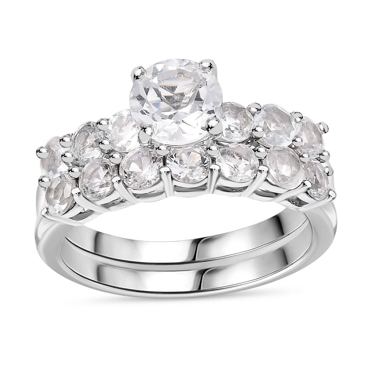 Set of 2 - Golconda Topaz Stackable Ring (Size 5.0) in Platinum Over Sterling Silver 2.75 ctw