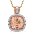 Luxoro AAA Marropino Morganite, Padparadscha Sapphire and White Diamond I2 7.70 ctw Pendant Necklace in 14K Yellow Gold 20 Inches - Sticky add to cart bar