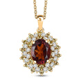 Brazilian Cherry Citrine and Multi Gemstone 3.25 ctw Autumn Elegance Pendant in 18K Vermeil Yellow Gold Over Sterling Silver with Stainless Steel Necklace 20 Inches - Sticky add to cart bar