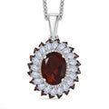 Brazilian Cherry Citrine and Multi Gemstone 2.50 ctw Firecracker Pendant Necklace in Platinum Over Sterling Silver 20 Inches - Sticky add to cart bar