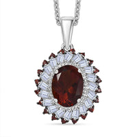 Brazilian Cherry Citrine and Multi Gemstone 2.50 ctw Firecracker Pendant Necklace in Platinum Over Sterling Silver 20 Inches