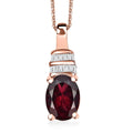 Orissa Rhodolite Garnet, Diamond Art Deco Pendant Necklace in 18K Vermeil RG Over Sterling Silver 1.65 ctw ( 20 Inches) - Sticky add to cart bar