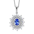 AAA Tanzanite and White Zircon 1.65 ctw Starburst Pendant Necklace in Rhodium Over Sterling Silver 20 Inches - Sticky add to cart bar