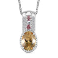 Mocha Scapolite and Multi Gemstone 1.35 ctw Pendant Necklace 20 Inches in Rhodium Over Sterling Silver - Sticky add to cart bar