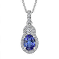 AAA Tanzanite, Luxuriant Lab Grown Diamond (G-H, I1) (0.29 cts) Pendant Necklace (20 Inches) in Rhodium Over Sterling Silver 1.40 ctw - Sticky add to cart bar