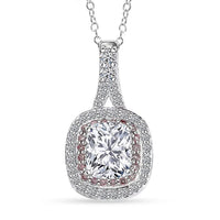 IGI Certified Luxuriant Lab Grown White and Pink Diamond VS 3.00 ctw Double Halo Pendant Necklace in 950 Platinum 20 Inches 6 Grams