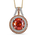 Premium Picos Altos Sphalerite, AAA Padparadscha Sapphire, Luxuriant Lab Grown Diamond 13.10 ctw Inferno Royale Pendant Necklace 20 Inches in 10K Yellow Gold 5.80 Grams - Sticky add to cart bar