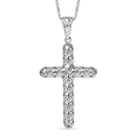 Mirage Collection Cross Pendant Necklace in 10K White Gold 1.40 Grams 20 Inches