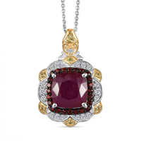 D'Joy Niassa Ruby (FF), Multi Gemstone Pendant Necklace (20 Inches) in 18K Vermeil YG and Rhodium Over Sterling Silver 7.60 ctw