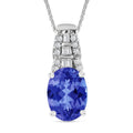 Luxoro AAA Tanzanite and Diamond Pendant Necklace in 14K White Gold 20 Inches 1.48 ctw - Sticky add to cart bar