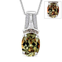 Luxoro AAA Turkizite, Natural Champagne and White Diamond Pendant Necklace in 14K White Gold 20 Inches 2.10 ctw