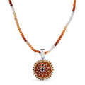 D'Joy Shades of Fire Opal Pendant with Beaded Necklace (20 Inches) in Rhodium Over Sterling Silver 37.70 ctw - Sticky add to cart bar