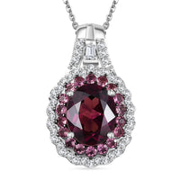 Orissa Rhodolite Garnet and Multi Gemstone 3.15 ctw Water Ripples Pendant Necklace in Rhodium Over Sterling Silver 20 Inches