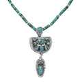 D'Joy Artisan Crafted Premium Blue Moon Turquoise Pendant with Royston Turquoise 60.35 ctw Beaded Necklace in Black Oxidized Sterling Silver 20 Inches - Sticky add to cart bar
