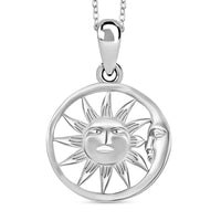 Sun Pendant Necklace in 10K White Gold 1.60 Grams 20 Inches