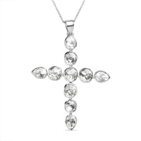 D'Joy Polki Moissanite 2.75 ctw Cross Pendant Necklace 20 Inches in Rhodium Over Sterling Silver