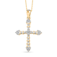 Diamond G-H I3 0.25 ctw Cross Pendant Necklace in 10K Yellow Gold 18 Inches