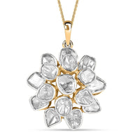 D'Joy Polki Moissanite 3.80 ctw Pendant Necklace 20 Inches in 18K Vermeil Yellow Gold Over Sterling Silver