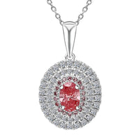 Luxuriant Lab Grown Pink Diamond (IR) (VS) and Lab Grown Diamond 1.00 ctw Rose Radiance Pendant Necklace in Rhodium Over Sterling Silver 20 Inches