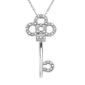 Diamond 0.10 ctw Key Pendant Necklace in Rhodium Over Sterling Silver 18 Inches - Sticky add to cart bar