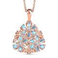 Karis Moon Glow Moonstone, White Zircon 5.40 ctw Lunar Garden Floral Pendant in 18K RG Plated with ION Plated RG Stainless Steel Necklace 20 Inches - Sticky add to cart bar