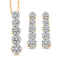 Diamond 0.50 ctw Earrings and Pendant Necklace in 14K Yellow Gold Over Sterling Silver 18 Inches - Sticky add to cart bar