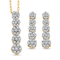 Diamond 0.50 ctw Earrings and Pendant Necklace in 14K Yellow Gold Over Sterling Silver 18 Inches