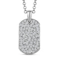 White Zircon 2.80 ctw Mens Dogtag Pendant Necklace in Rhodium Over Sterling Silver 24 Inches - Sticky add to cart bar
