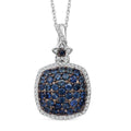 Kanchanaburi Blue Sapphire and White Zircon 2.30 ctw Pendant Necklace in Rhodium Over Sterling Silver 20 Inches - Sticky add to cart bar