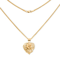 Blossom Heart Pendant Necklace in 10K Yellow Gold 20 Inches 3 Grams